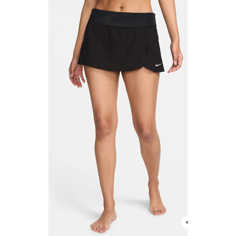 Nike Short Athletic Swim Tennis Skirt Black Lined Thigh Slit Women's SizeS
